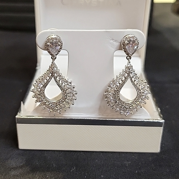 Silver Plated Teardrop Earrings - Picture 2 of 4